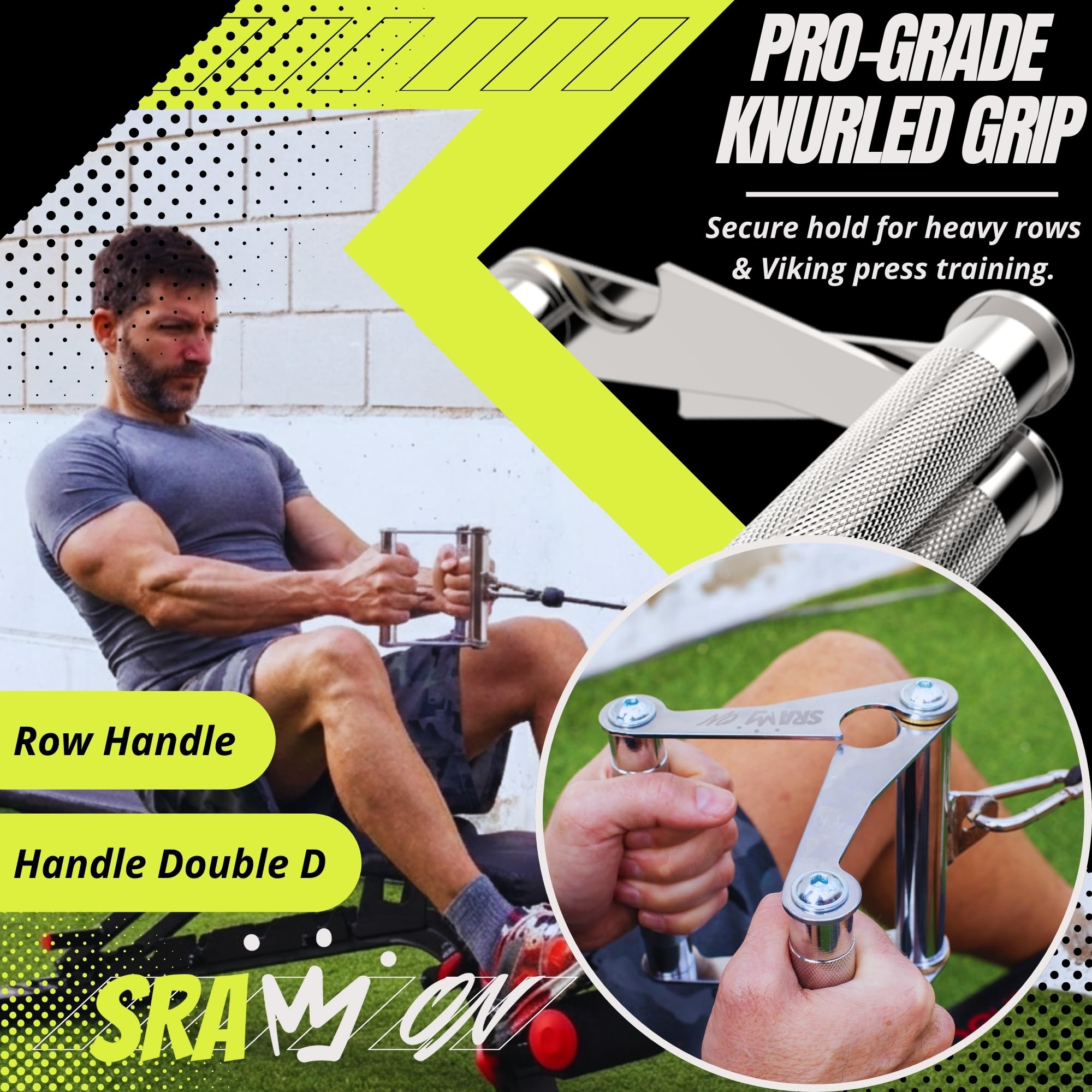 SRAW ON V Bar attached to an Olympic barbell demonstrating multi-grip use benefit versatility