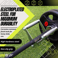 SRAW ON V Bar knurled handle close-up showing textured grip benefit secure hold
