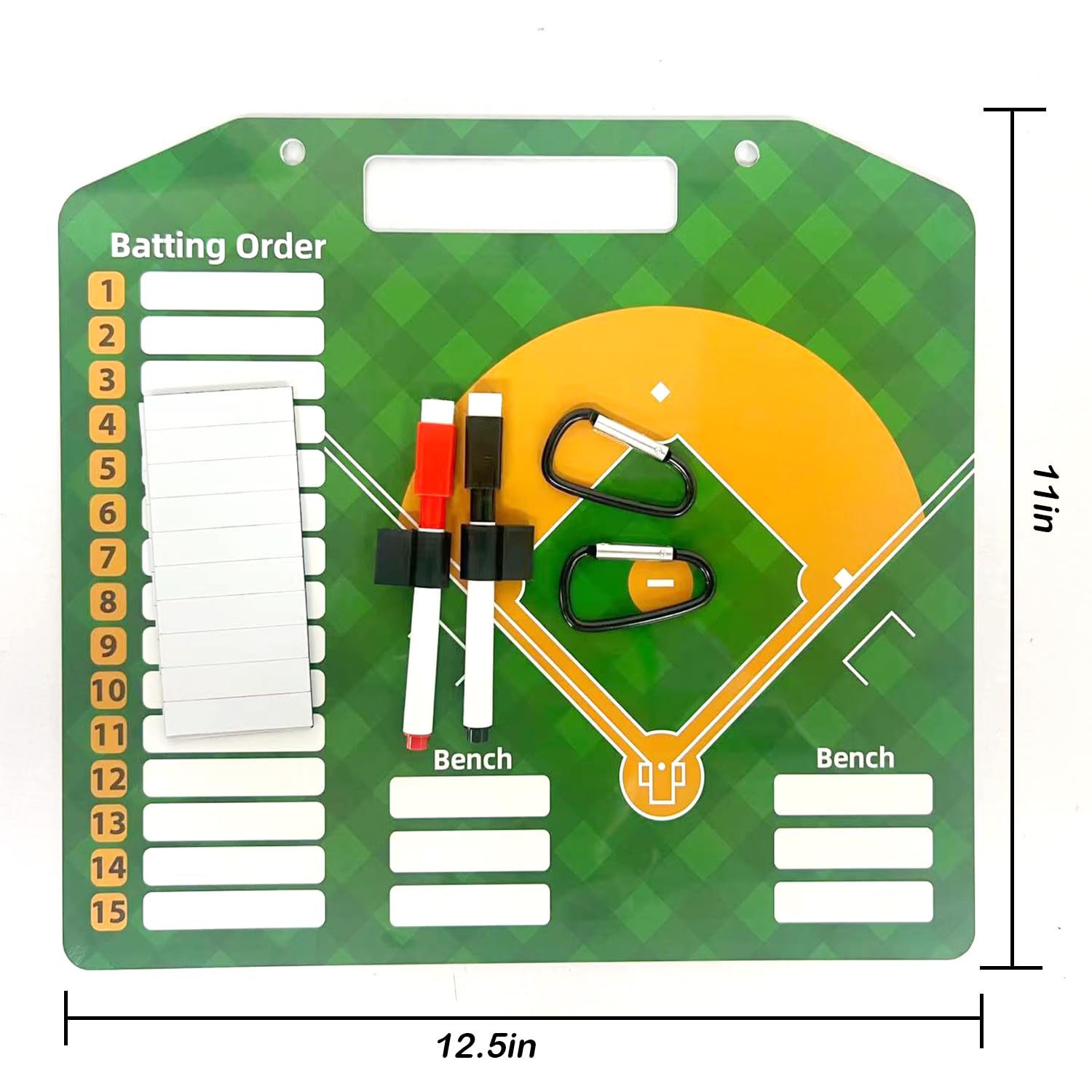 SRG double-sided board flipped to show offense and defense layouts for clarity
