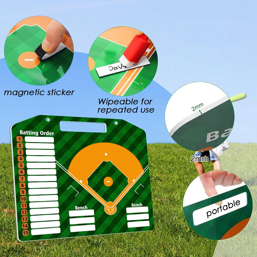 SRG board next to hand and baseball showing scale and portable coaching size