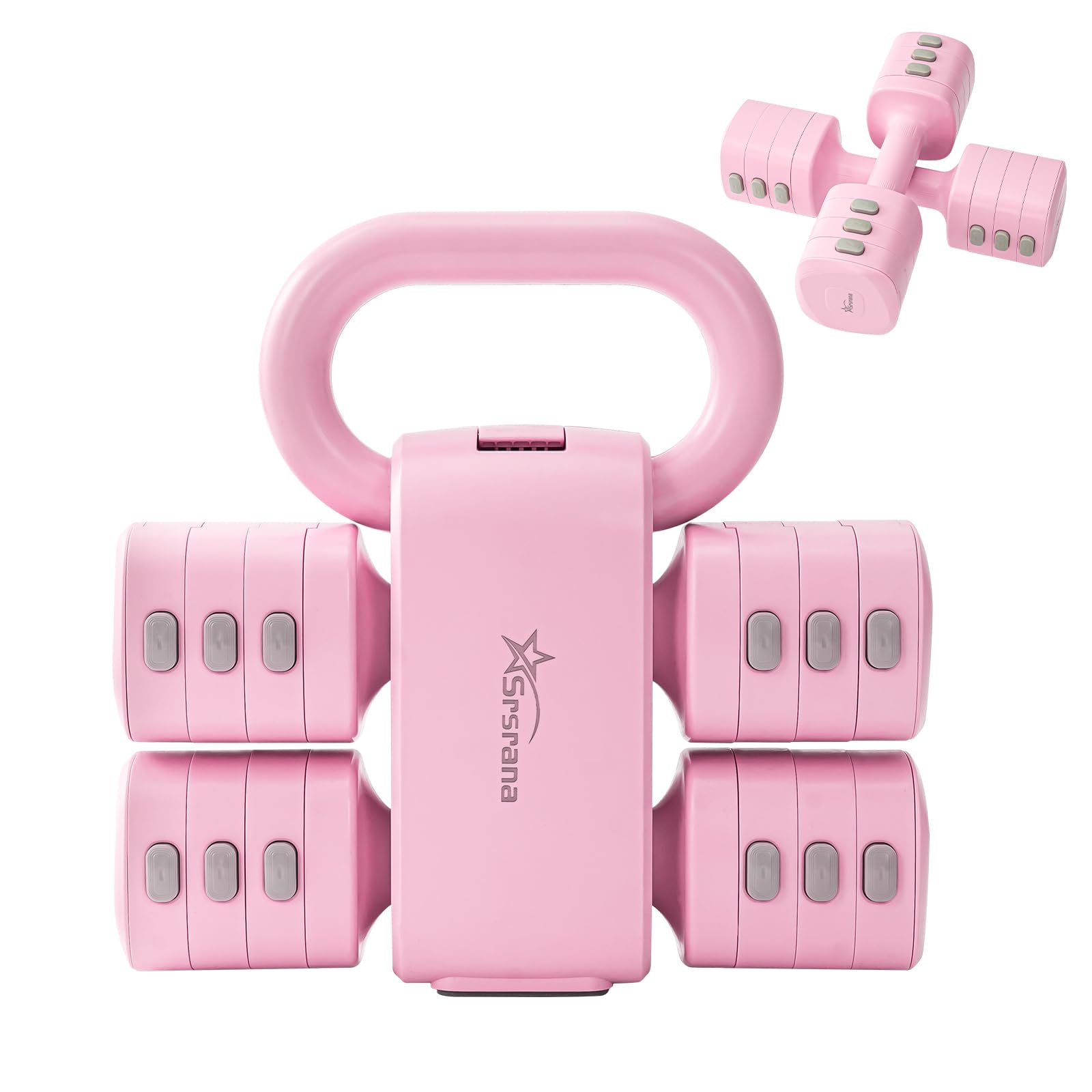 Srsrana front packaging view showing compact pink adjustable set and benefits