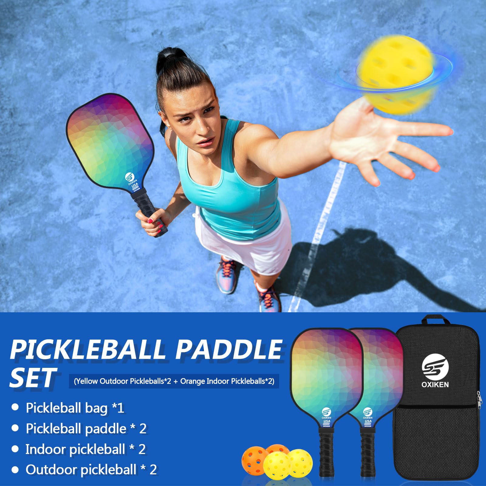 SS OXIKEN action shot on court showing paddle control and power