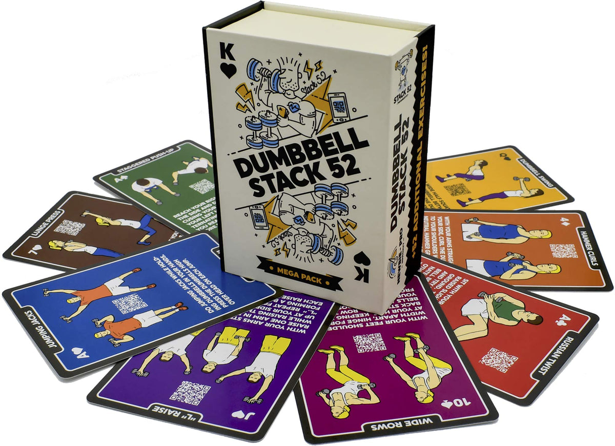 Stack 52 Mega Pack front view showing deck design and quantity, promoting variety