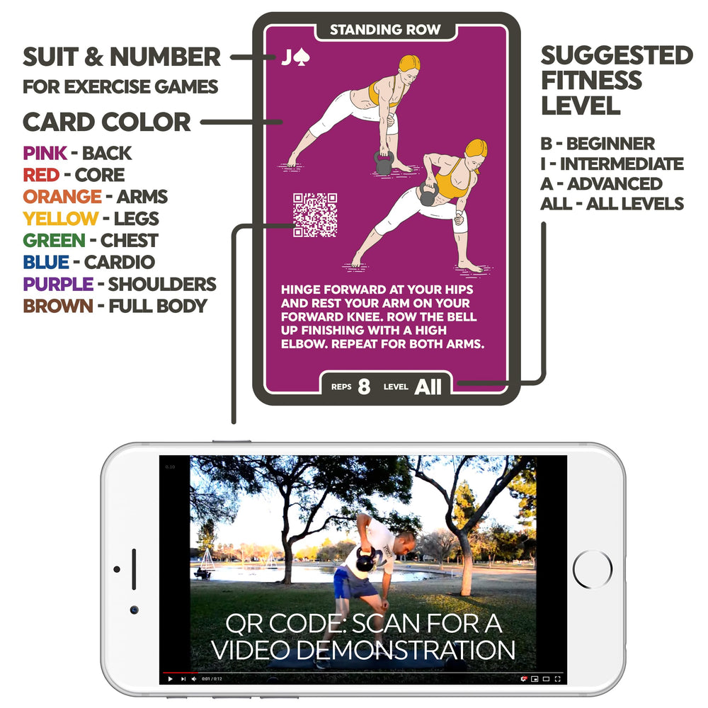 Stack 52 cards fanned on gym floor showing variety and quick workout selection