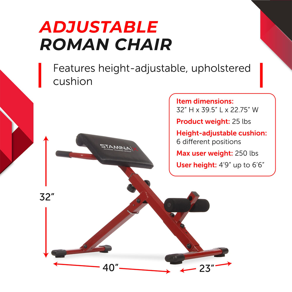 Stamina foam leg rollers detail offering comfortable, adjustable leg support