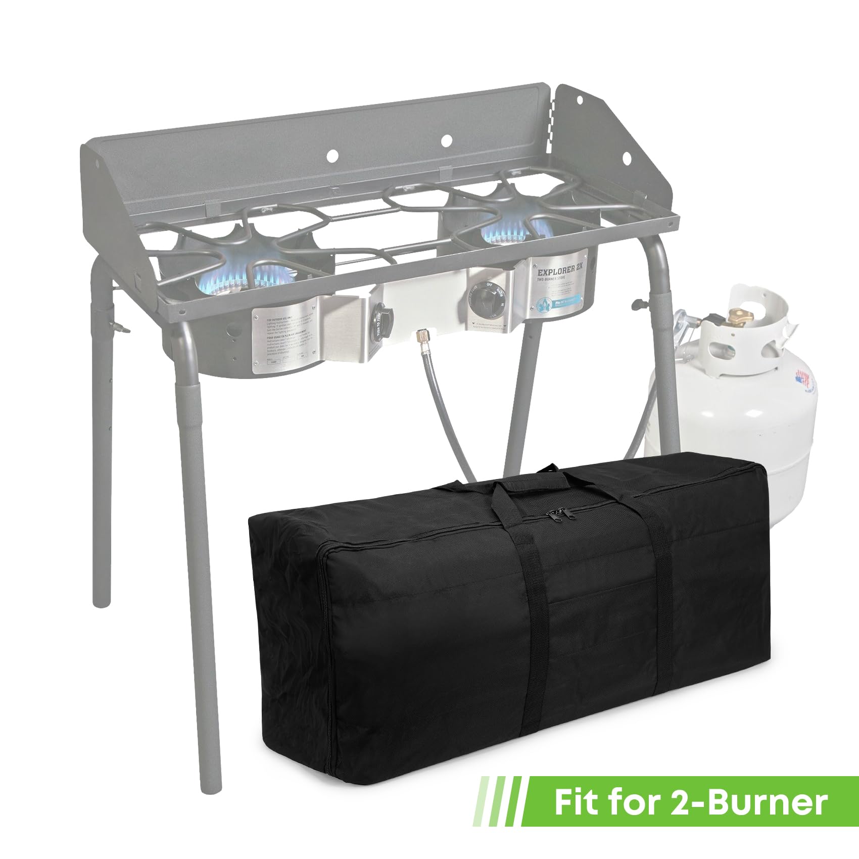 Stanbroil interior pockets holding windscreen and stand legs for organized storage