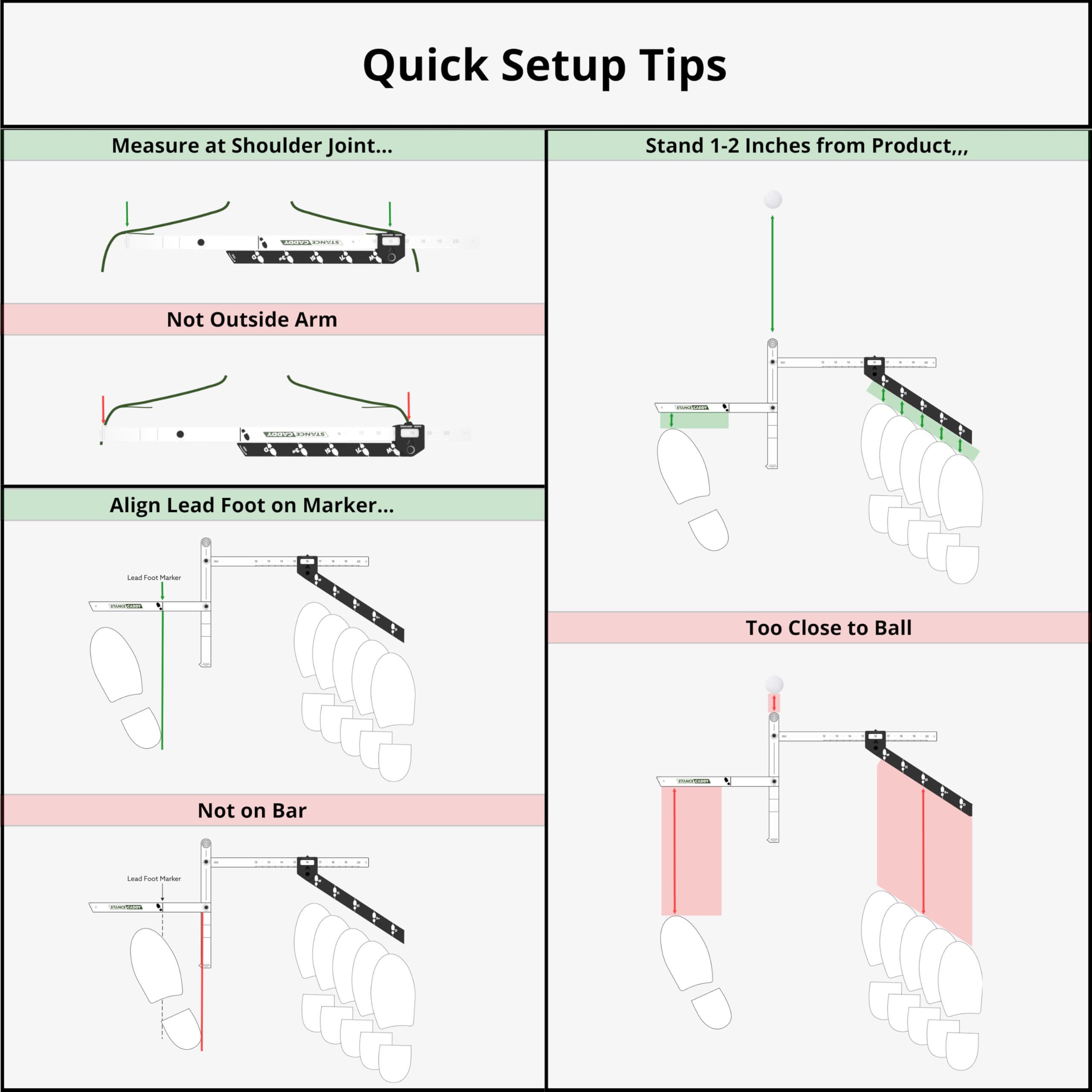 Left-handed golfer using Stance Caddy for ball position and alignment benefit