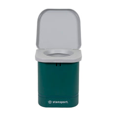 Stansport front view of portable camp toilet showing full-size seat and stable base