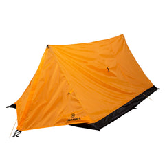 Stansport front view of orange tent showing compact shelter and easy setup benefits