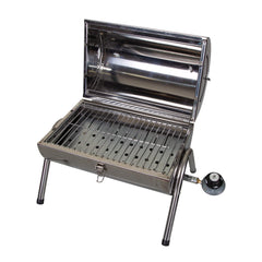 Stansport open grill showing 13 by 8.5 inch cooking surface and easy access for grilling