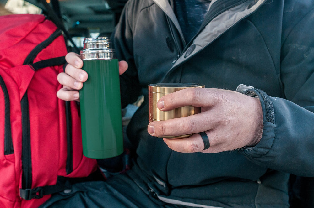 Stansport bottle at campsite showing insulated drinks for outdoor days