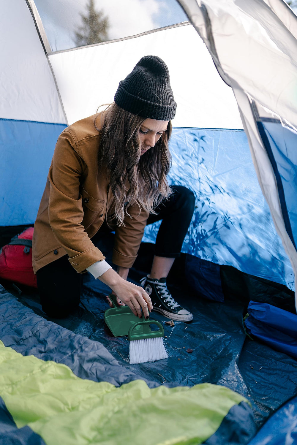 Stansport whisk broom and dustpan set for quick campsite cleanup