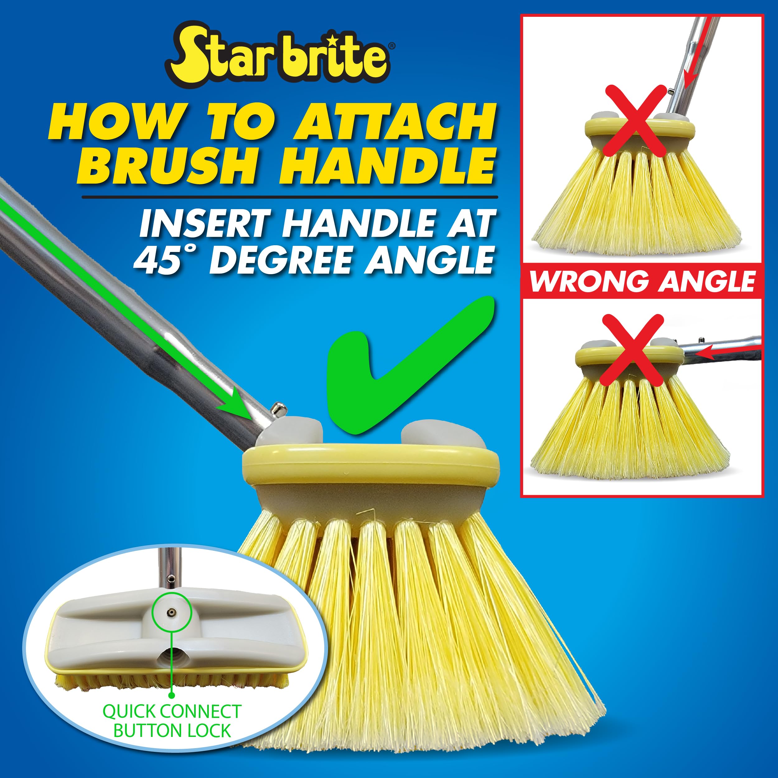 STAR BRITE brush attached to Extend-A-Brush pole showing dual connection benefit
