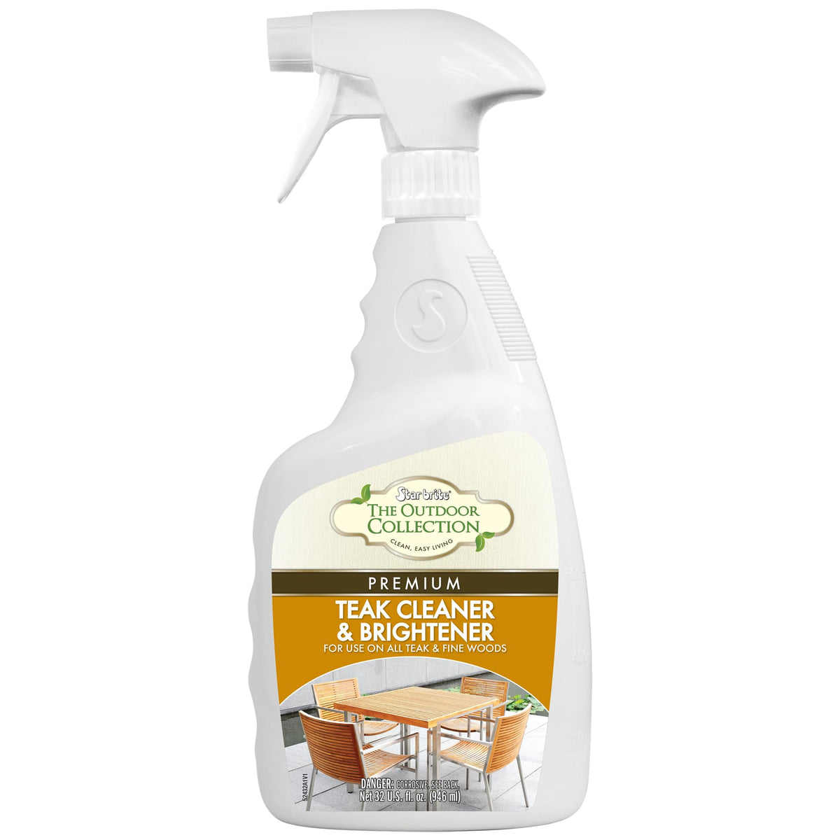 STAR BRITE front bottle of teak cleaner showing product label and benefits