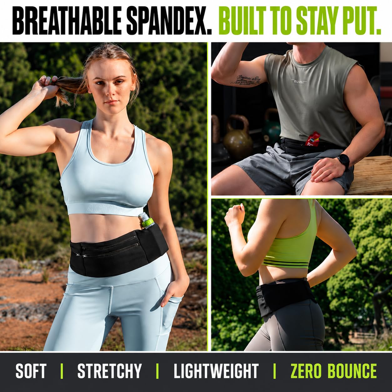 StashBandz folded flat inside a travel bag to show compact, packable design
