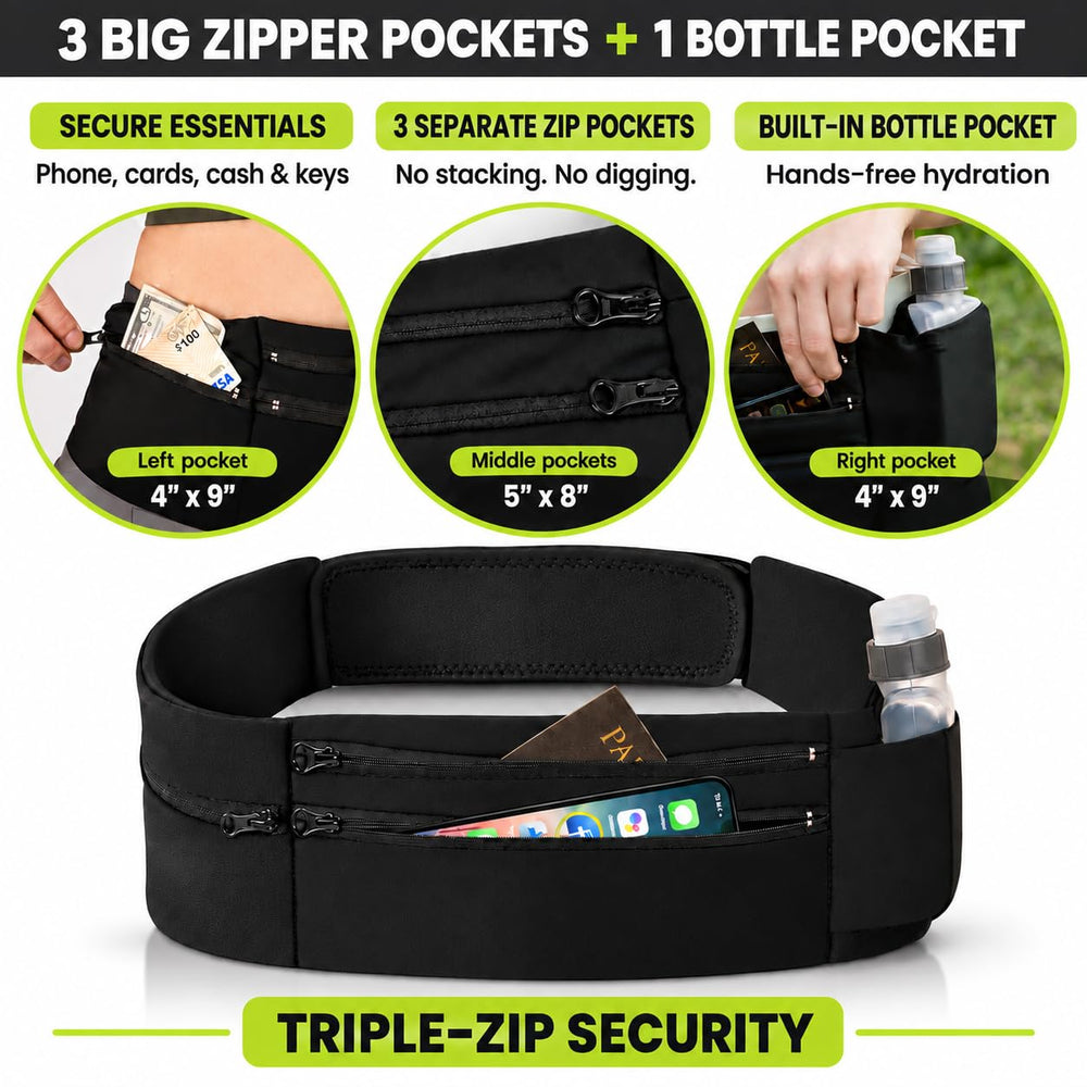 StashBandz side bottle holder in use offering hands-free hydration on trail
