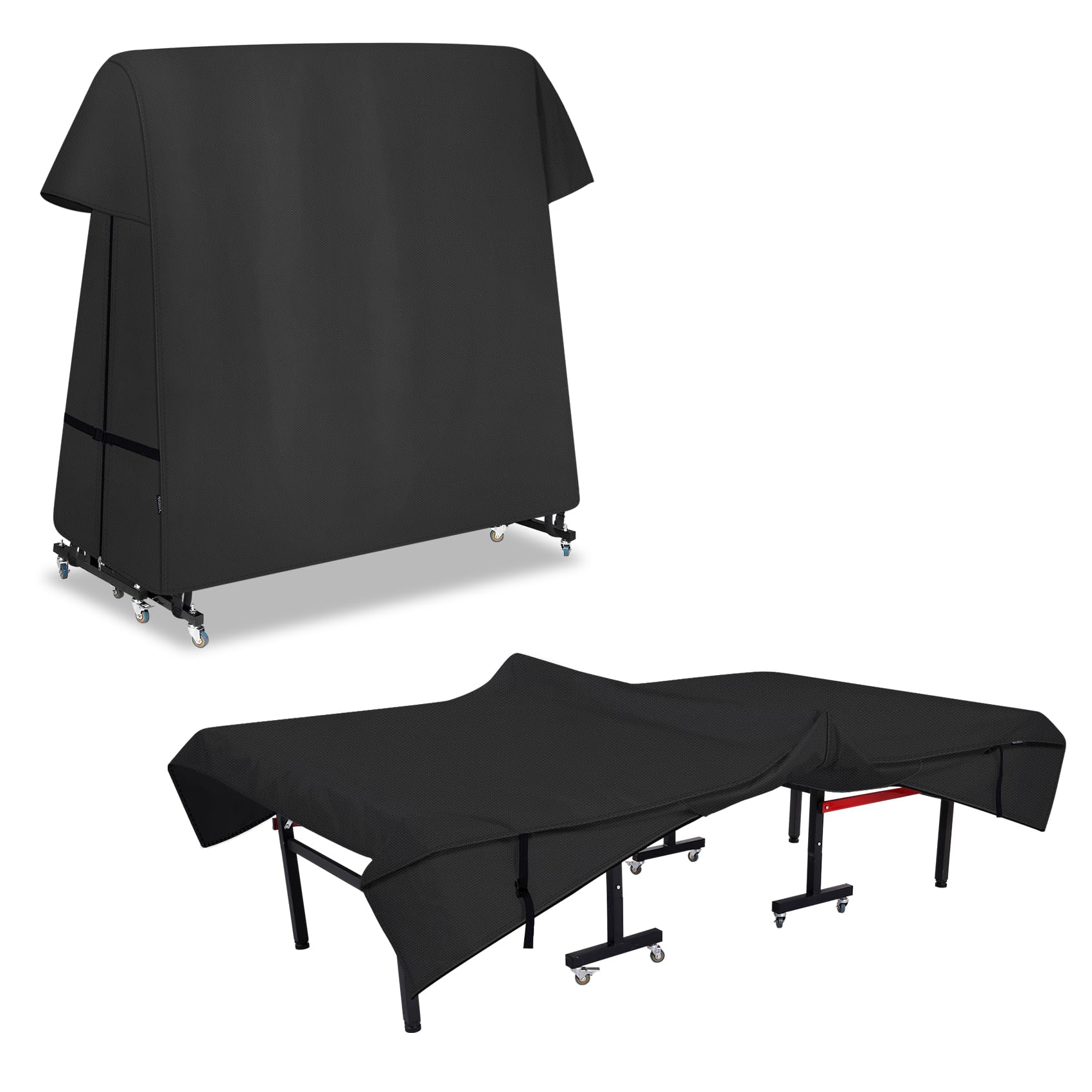 STEECA cover front view showing full fit and protection for 9x5 ft tables