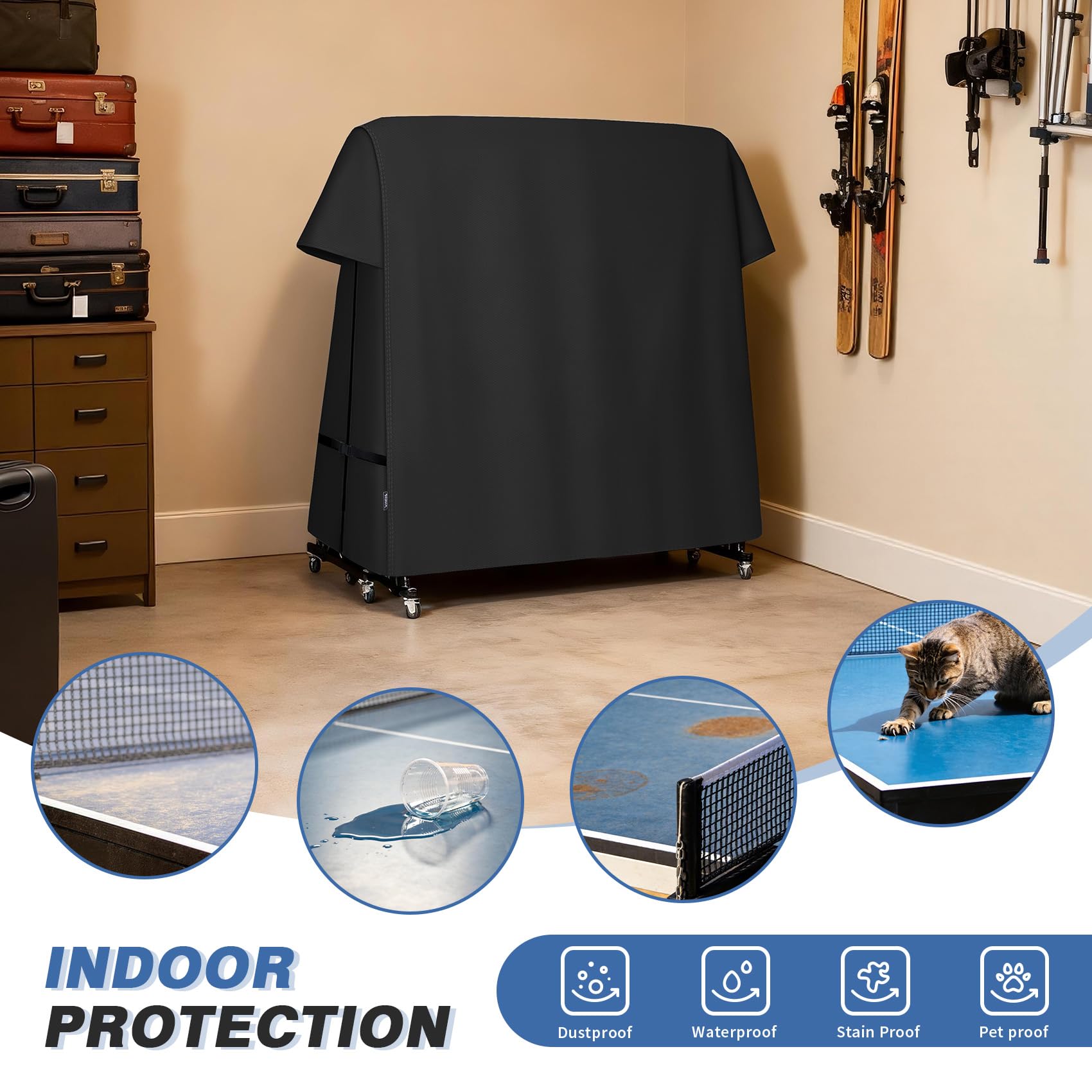 STEECA cover on flat table showing full surface protection from debris