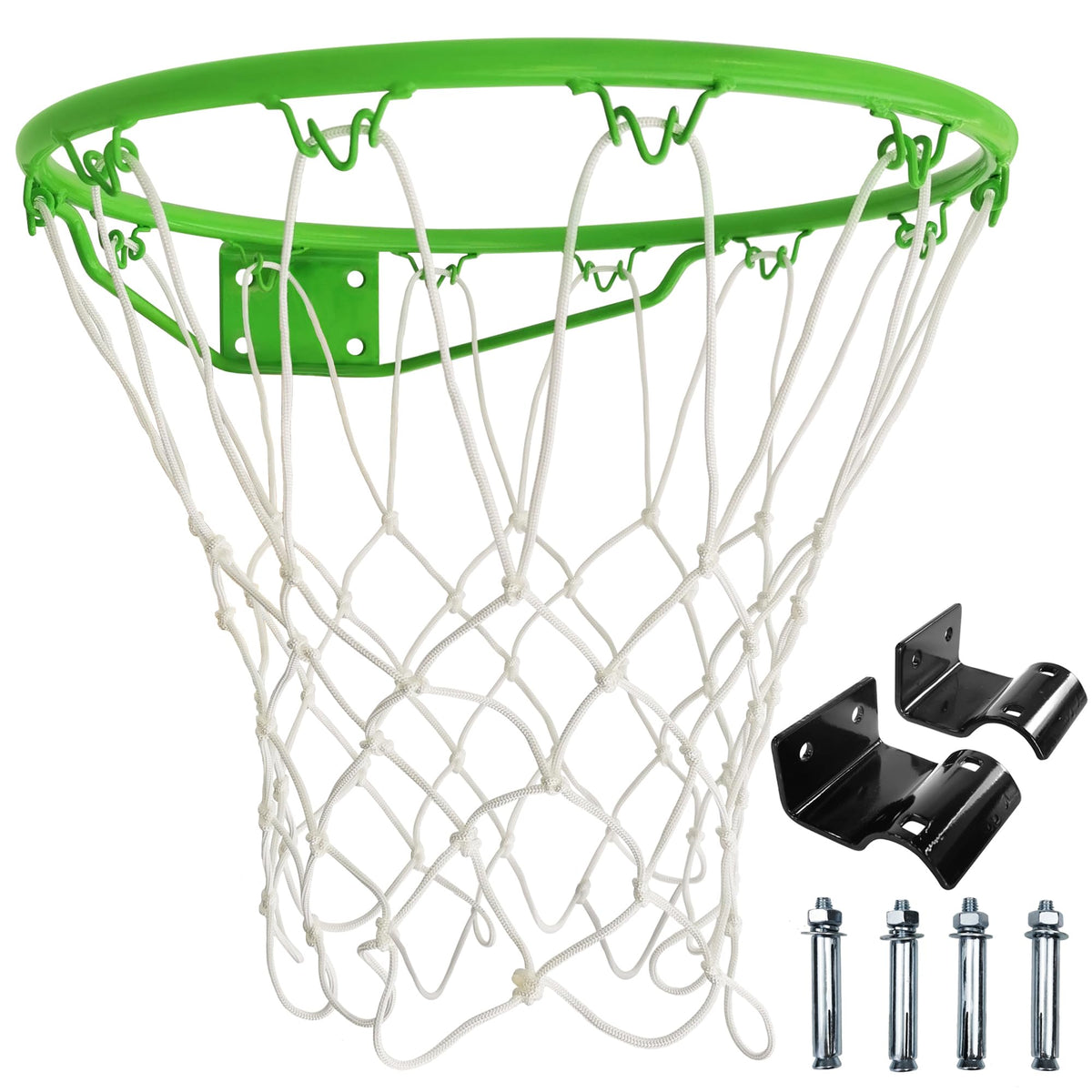 steelway front view of green basketball rim showing sturdy build and instant visual upgrade