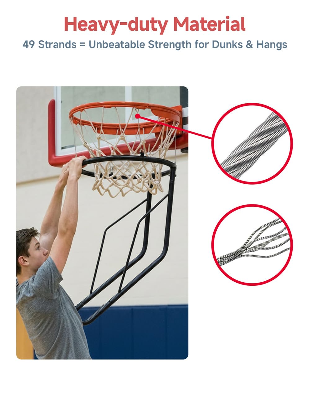 STELTUX beside basketball and rim showing scale and fit clarity