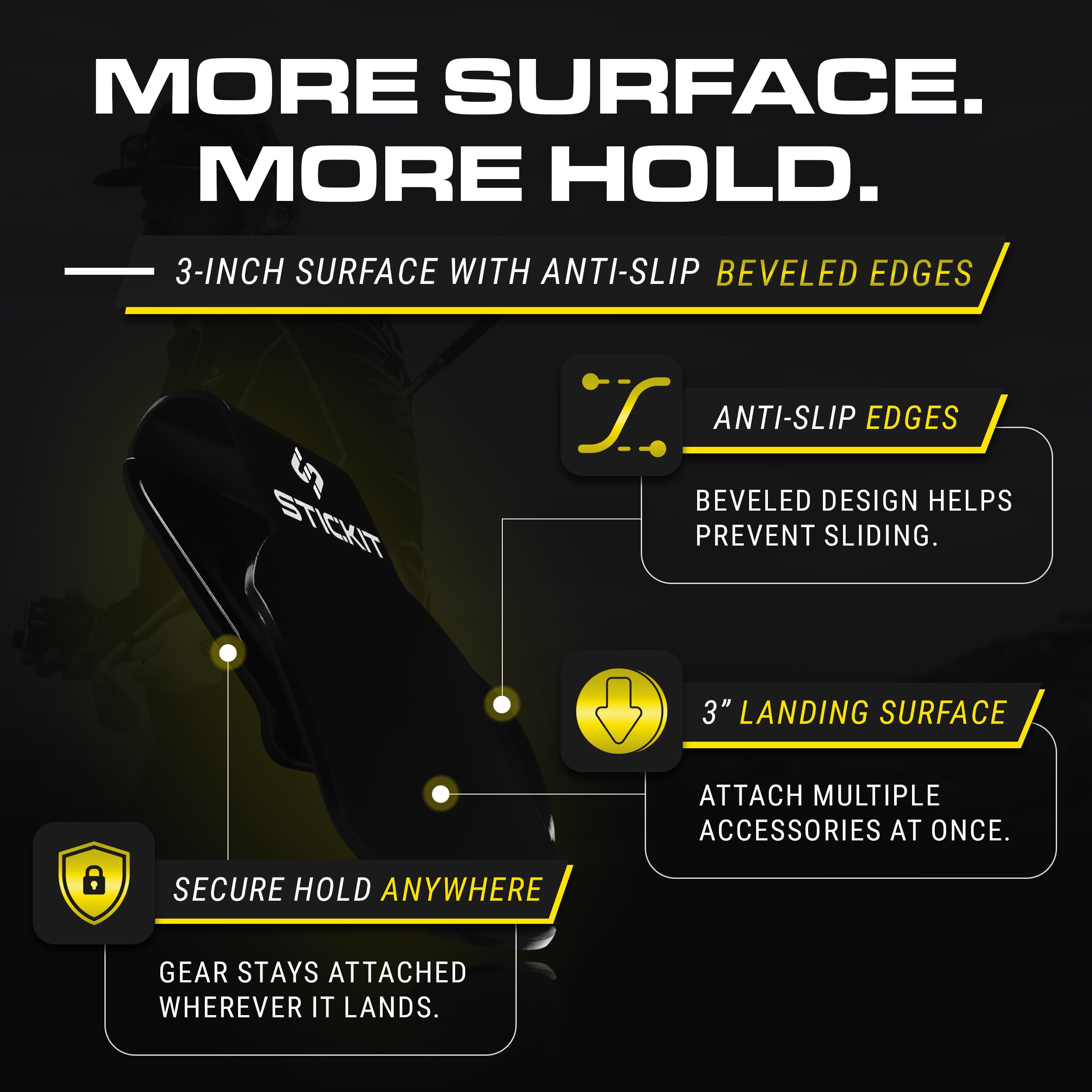 STICKIT beveled edge detail illustrating anti-slip design and improved item stability