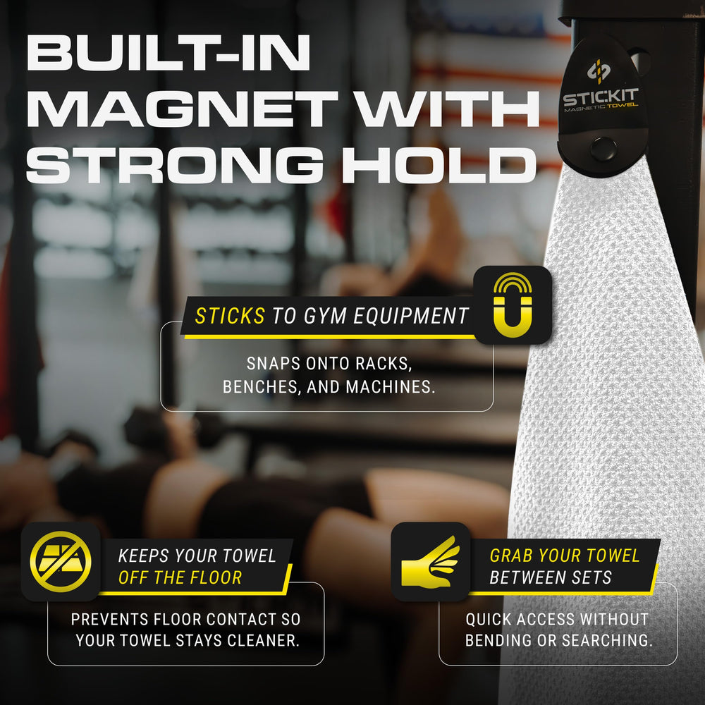 STICKIT magnet attached to a gym rack for easy reachable placement
