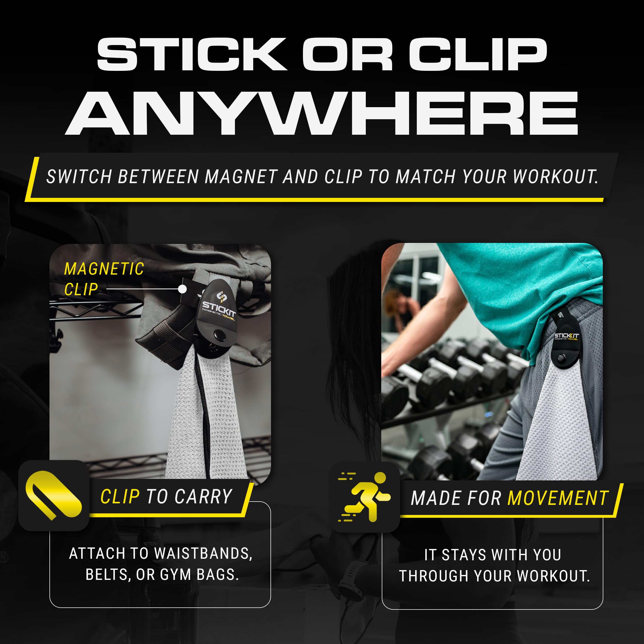 STICKIT carried on a belt clip for hands-free transport and convenience