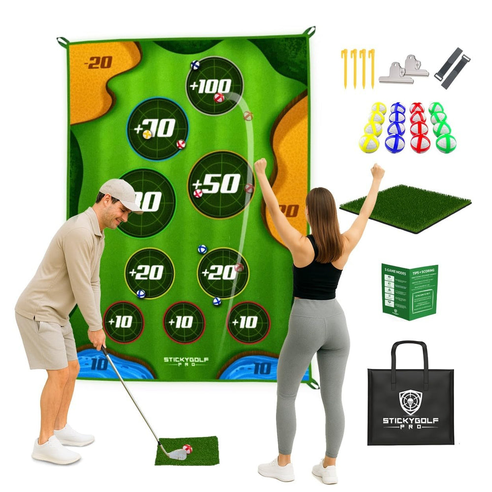StickyGolf Pro front packaging showing kit contents and benefits