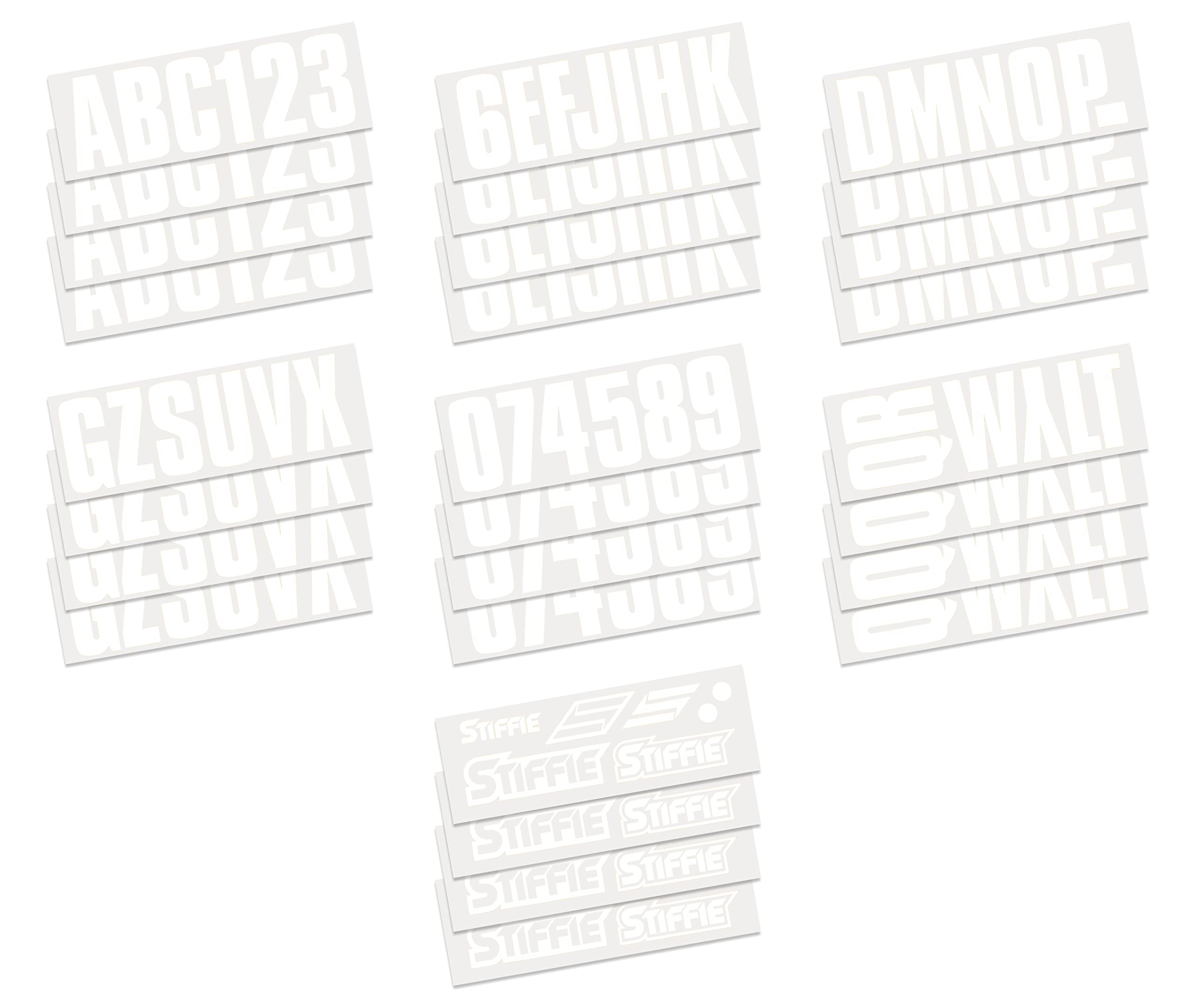 STIFFIE letters and numbers detail showing easy-selection benefit