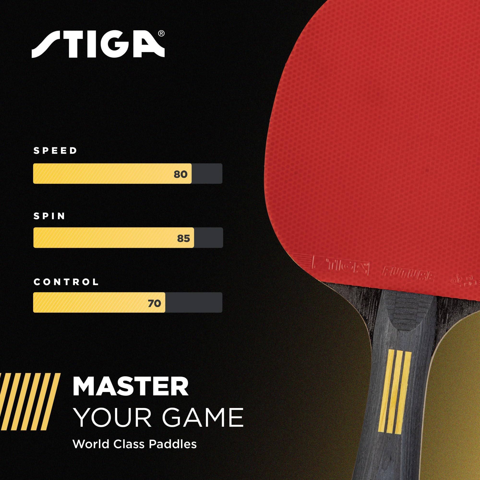 STIGA Alpha in-play action shot demonstrating fast response and recovery
