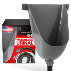 Stock Your Home front view gray urinal showing compact design and easy access