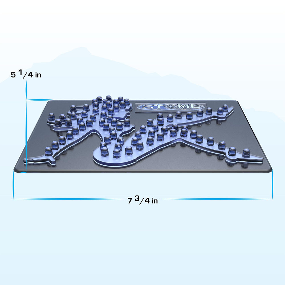 Stompgrip close-up of 3D texture showing grip and snow-shedding benefit