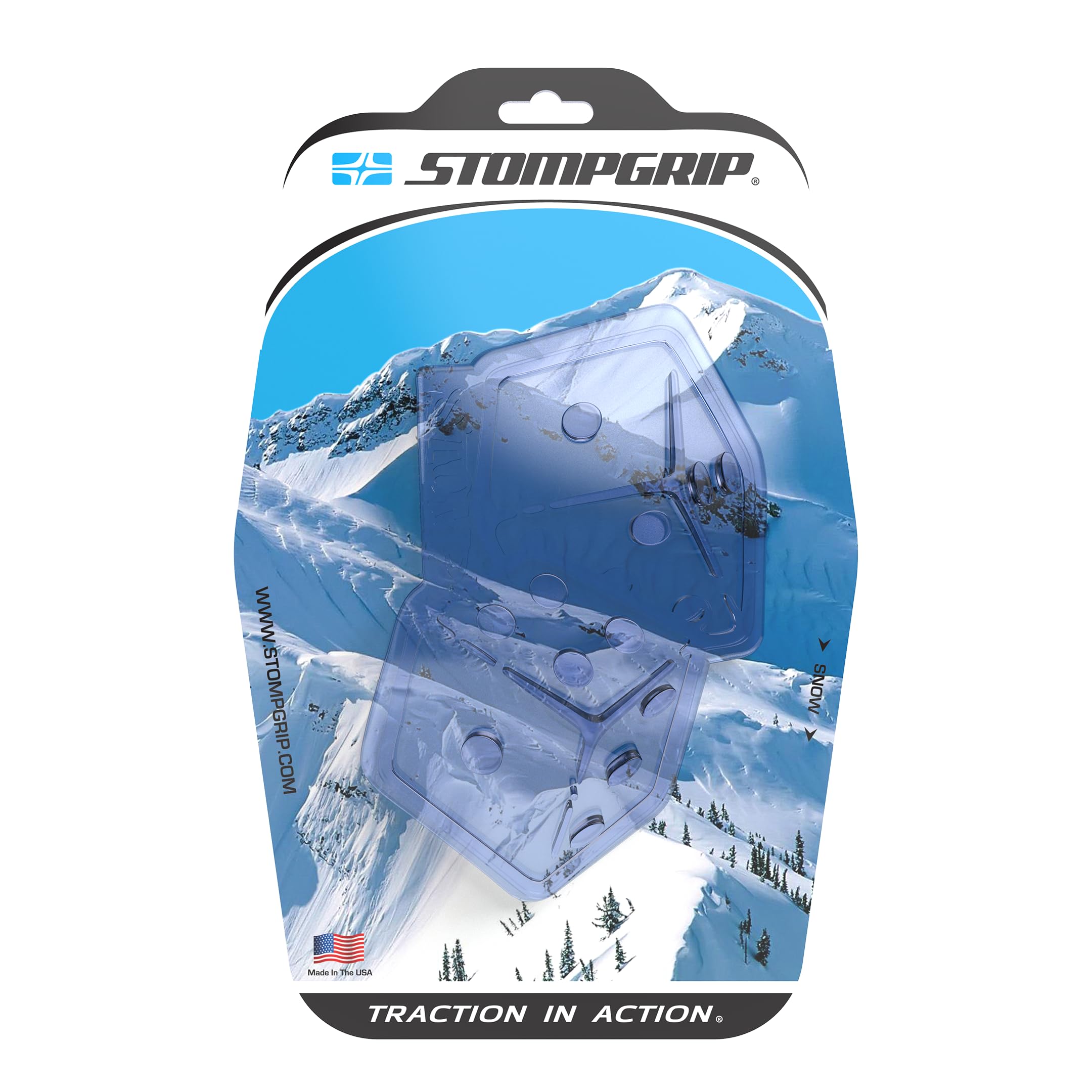 Stompgrip dice clear size comparison on board illustrating compact footprint and unobtrusive look