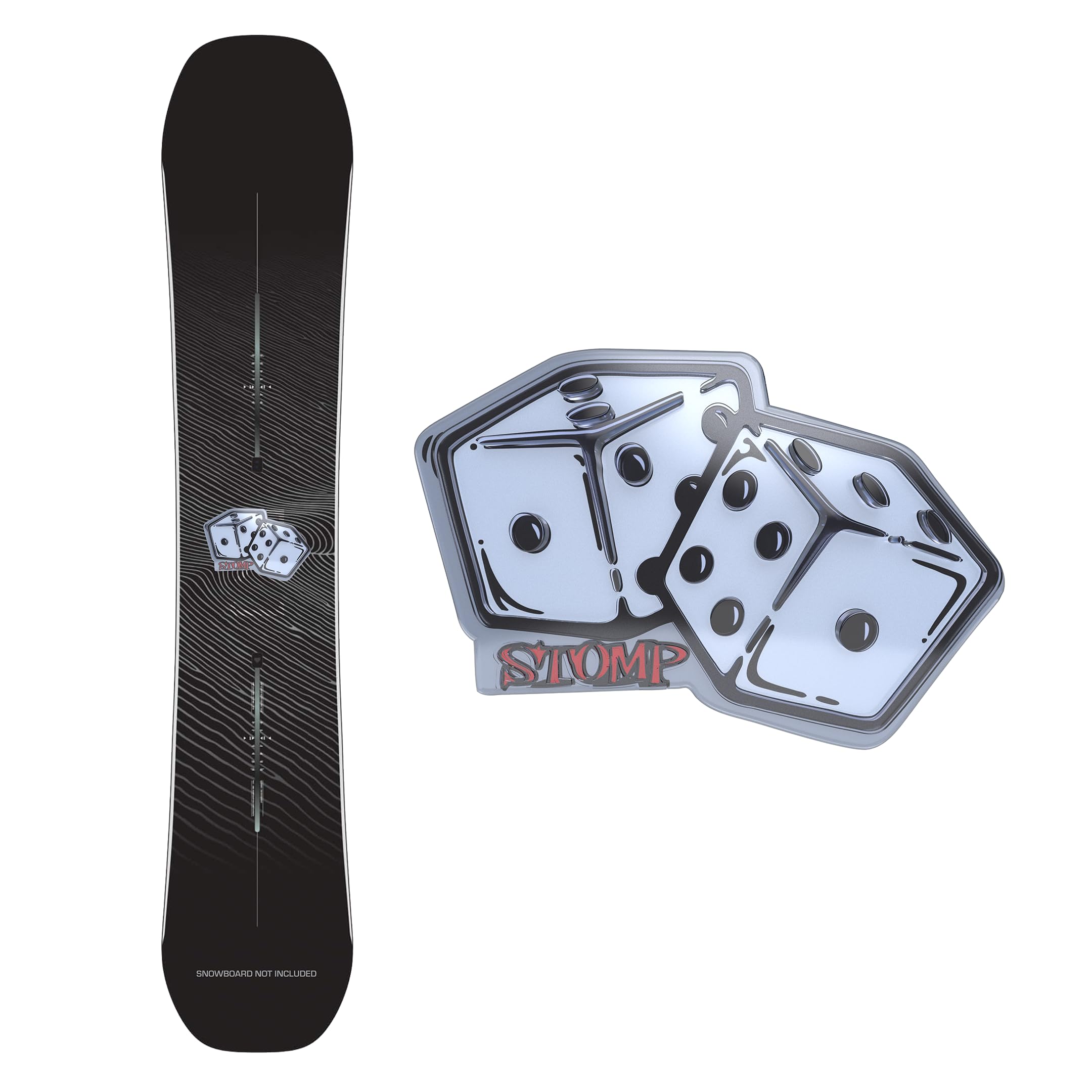 Stompgrip Dice front view showing white 3D decal and grip pattern benefit