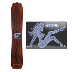 Stompgrip front view on snowboard showing grey pad improving traction