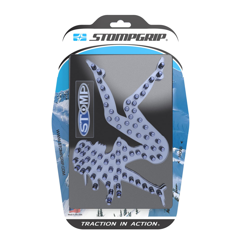 Stompgrip next to ruler and packaging showing size and durable adhesive