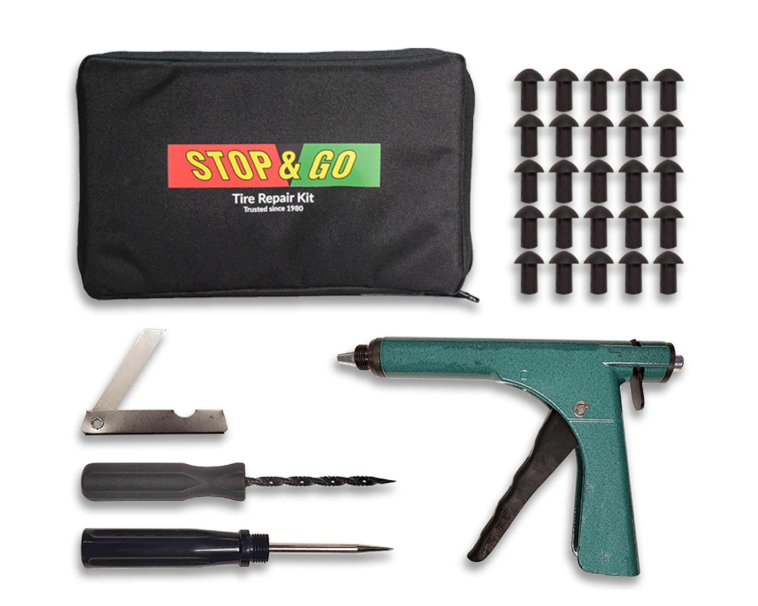 Stop & Go front view of canvas pouch showing compact storage and quick access