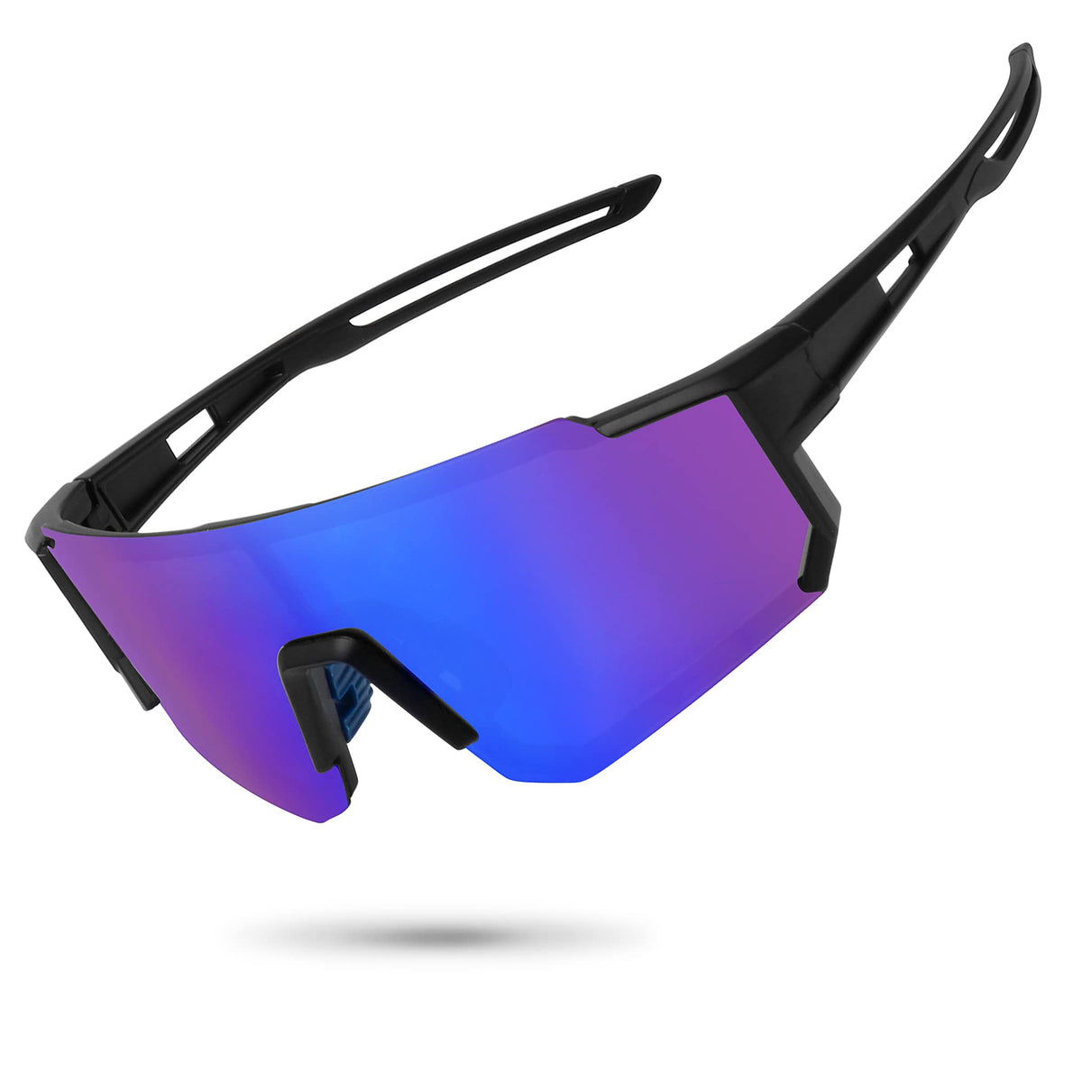 STORYCOAST front view showing black frame and blue mirror lens for clear glare reduction