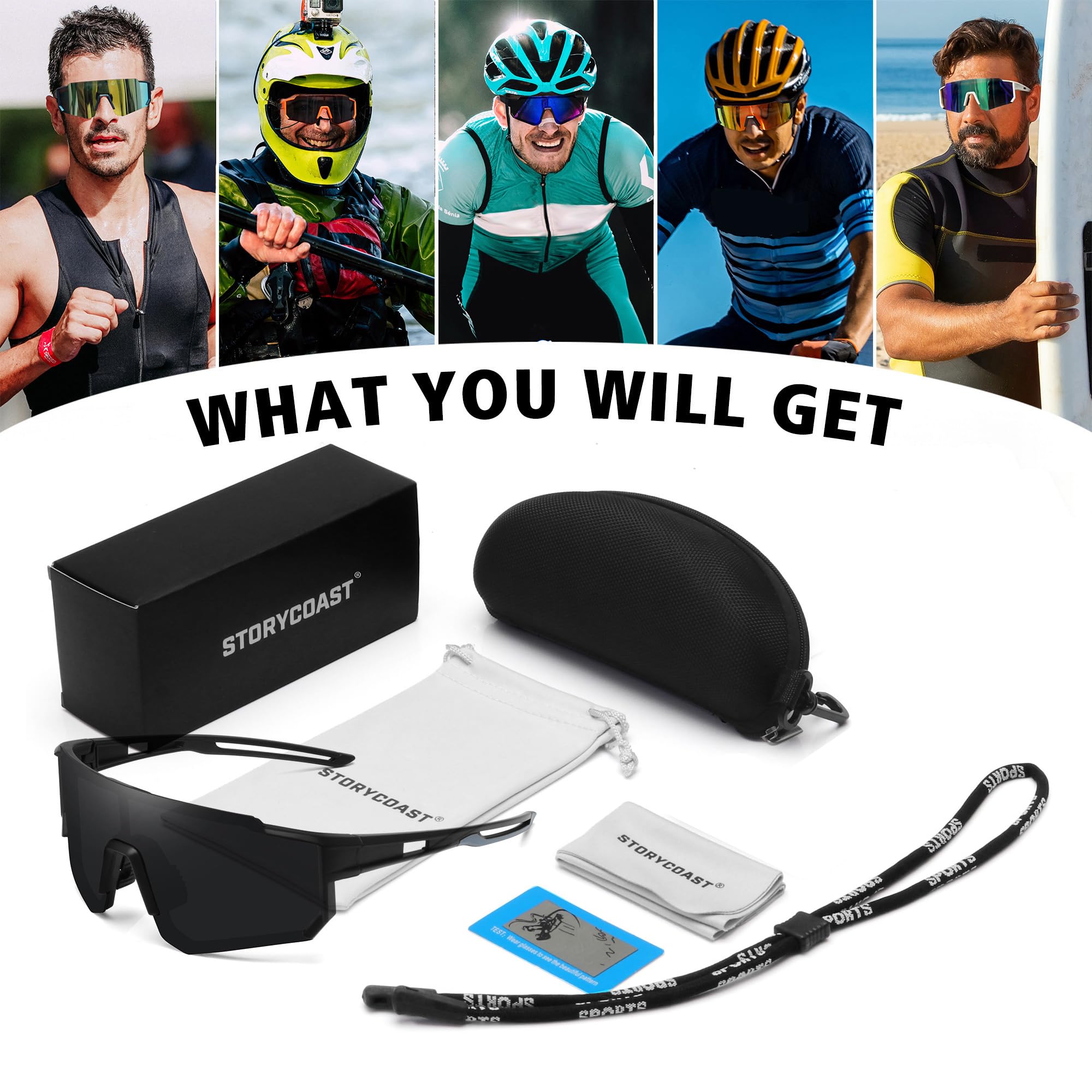 STORYCOAST packaging and accessories flatlay showing included protective case
