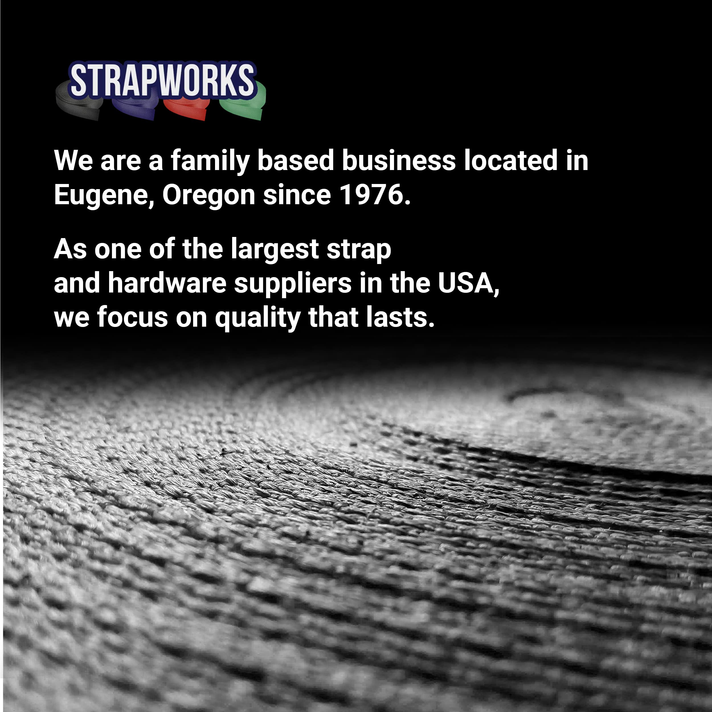 Strapworks roll next to measuring tape showing 50 yard supply and scale advantage