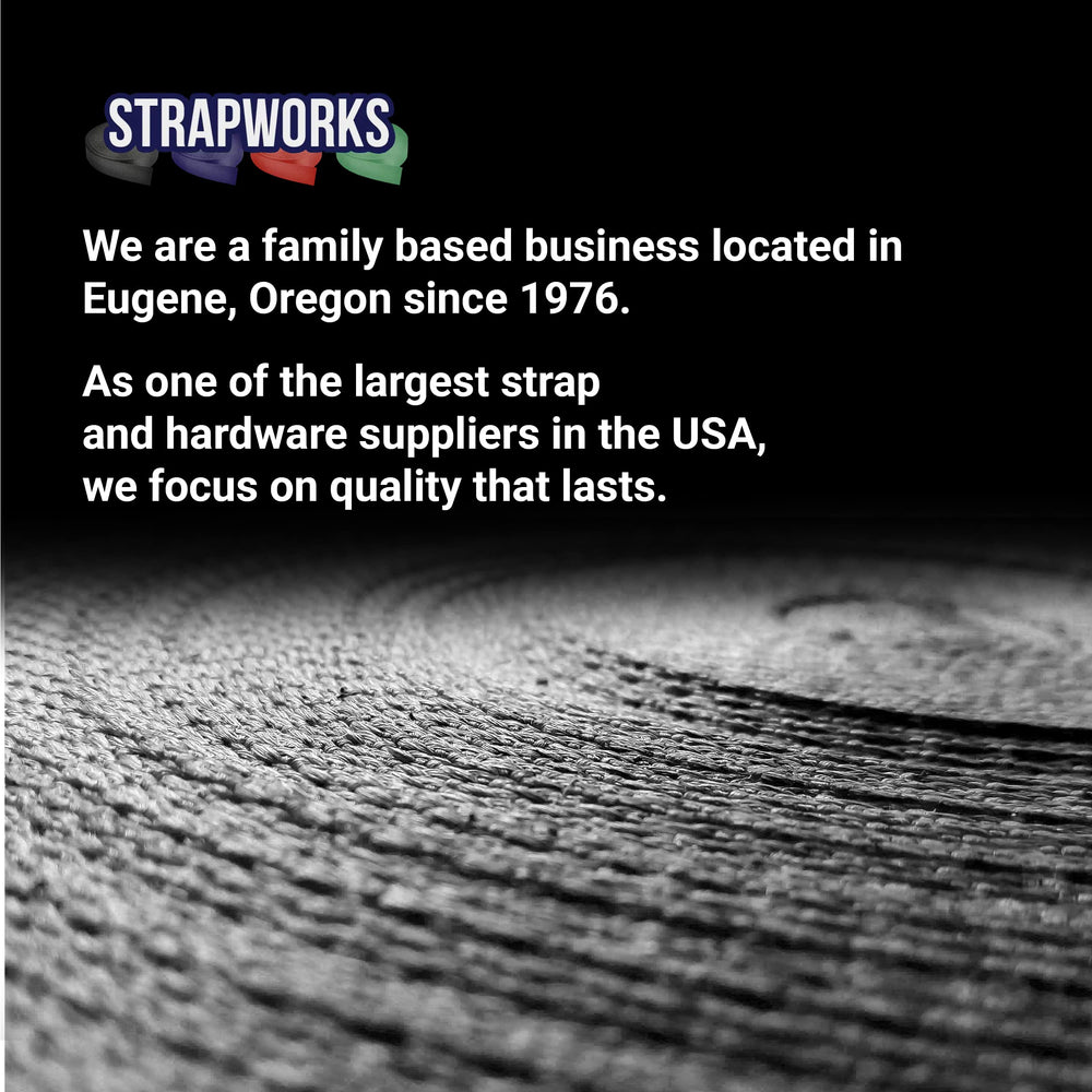 Strapworks roll next to measuring tape showing 50 yard supply and scale advantage