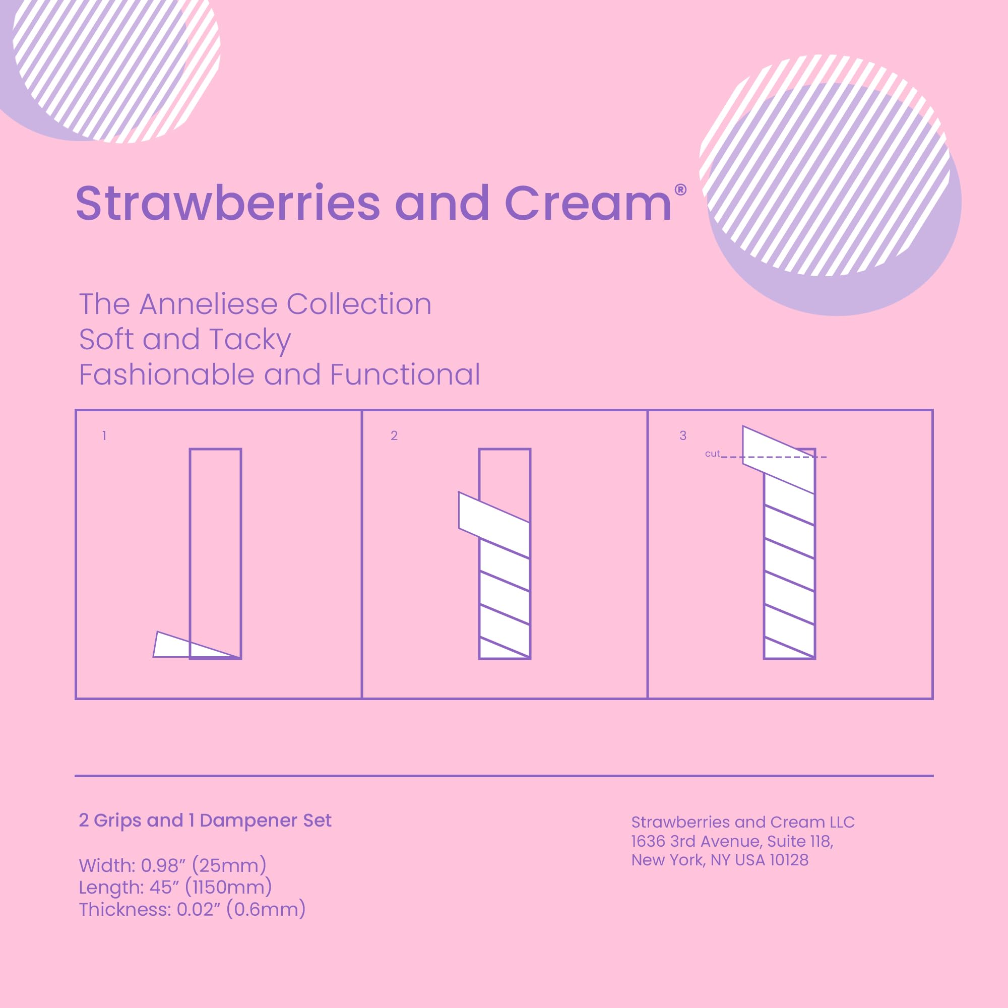 Strawberries and Cream flat-lay with grips and dampener for quick replacement convenience