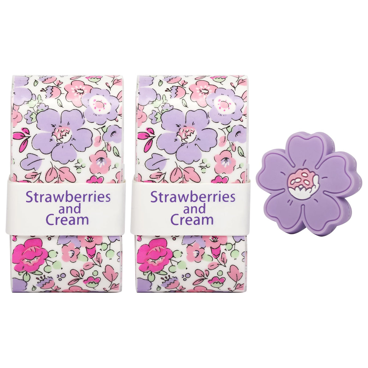 Strawberries and Cream front package showing two overgrips and dampener, stylish coordination