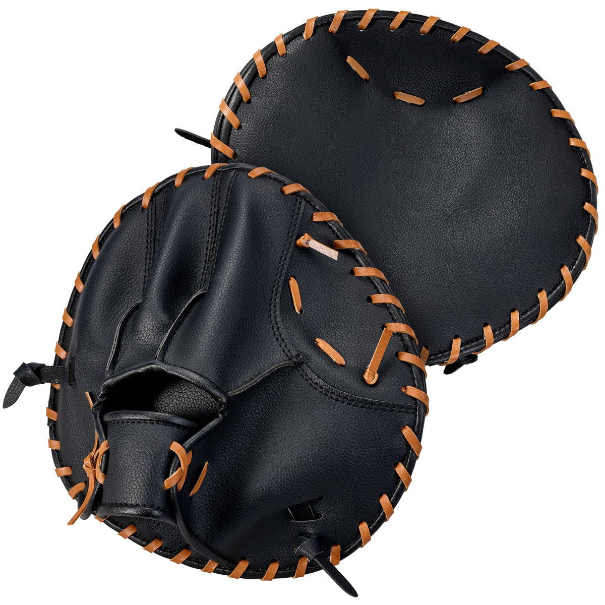 Strdfeve front view of black training glove showing shape and quick transfer benefit