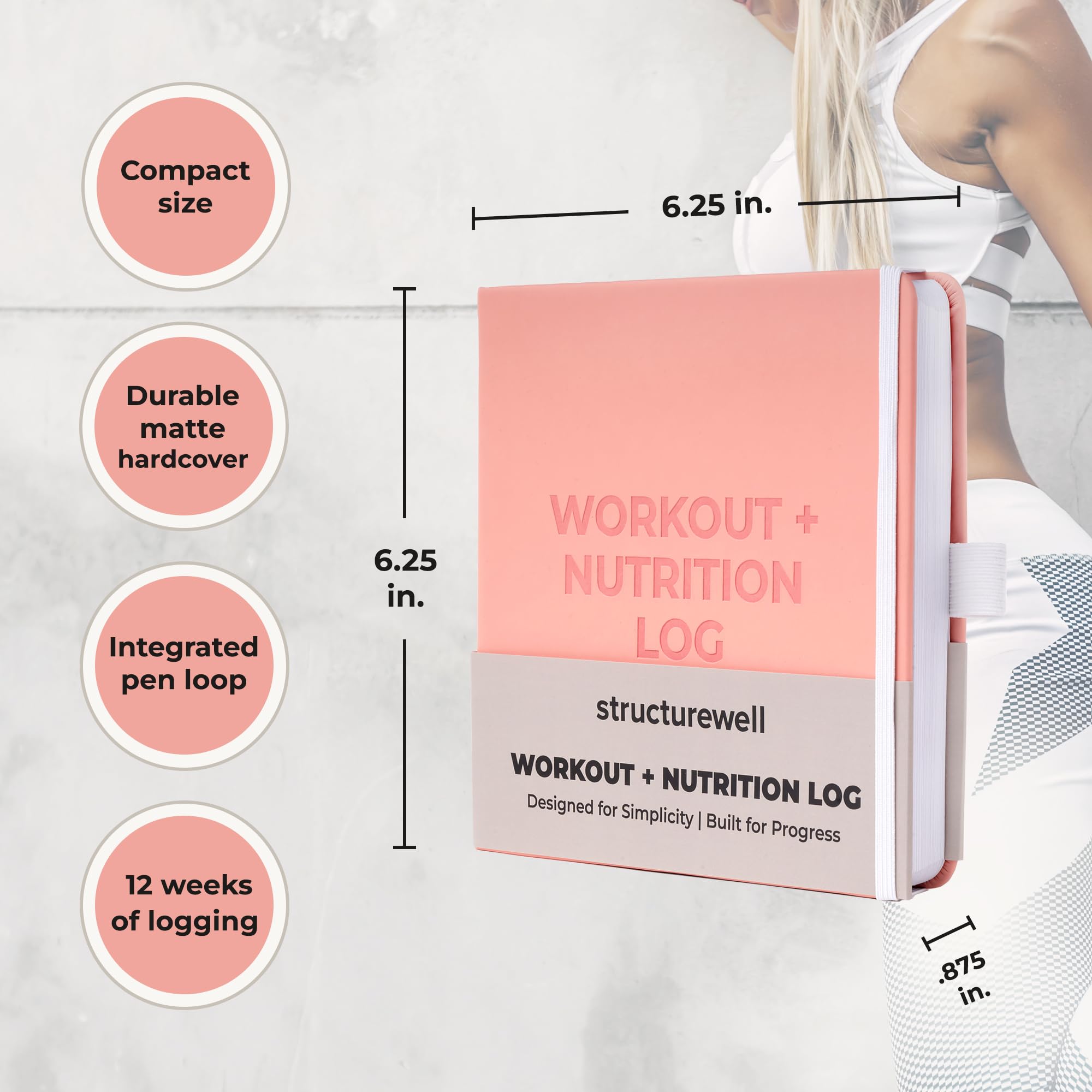 Structurewell daily spread open to workout and meal logging for clarity
