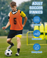 Suhine adult pinnies in use during soccer practice showing visibility and freedom of movement