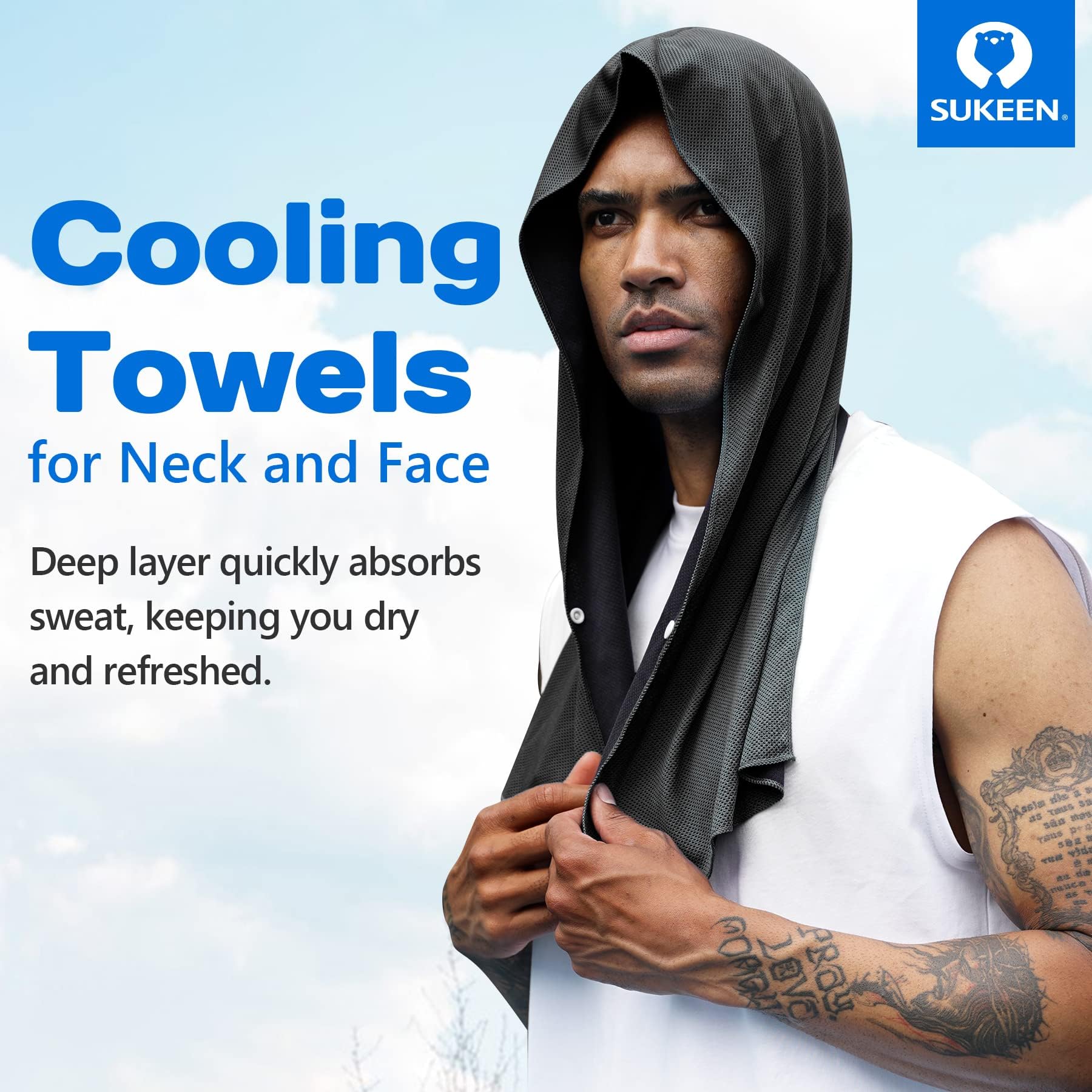 Sukeen close-up fabric texture highlighting absorbency and quick-dry benefit