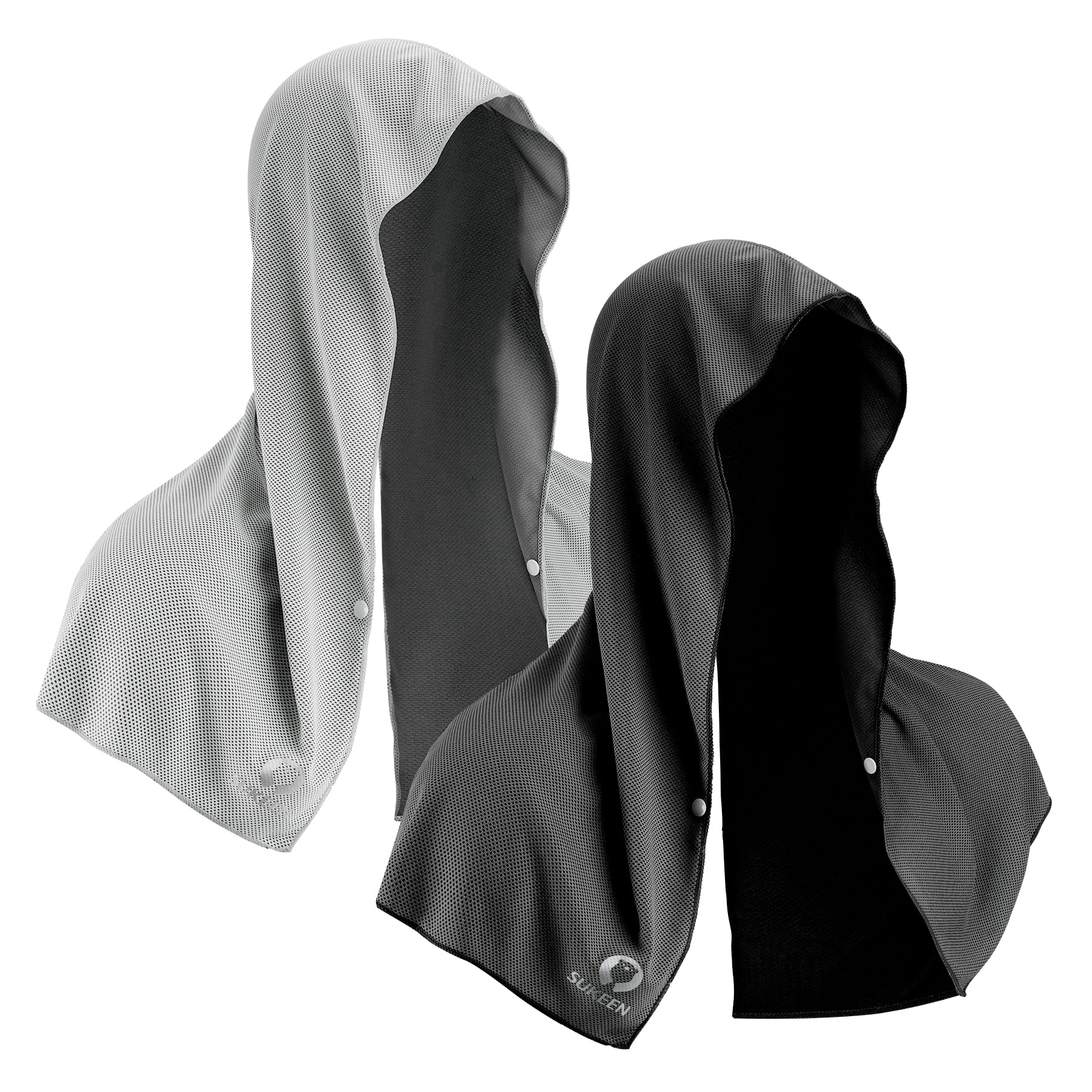 Sukeen front view of hoodie towel showing full coverage and cooling benefit
