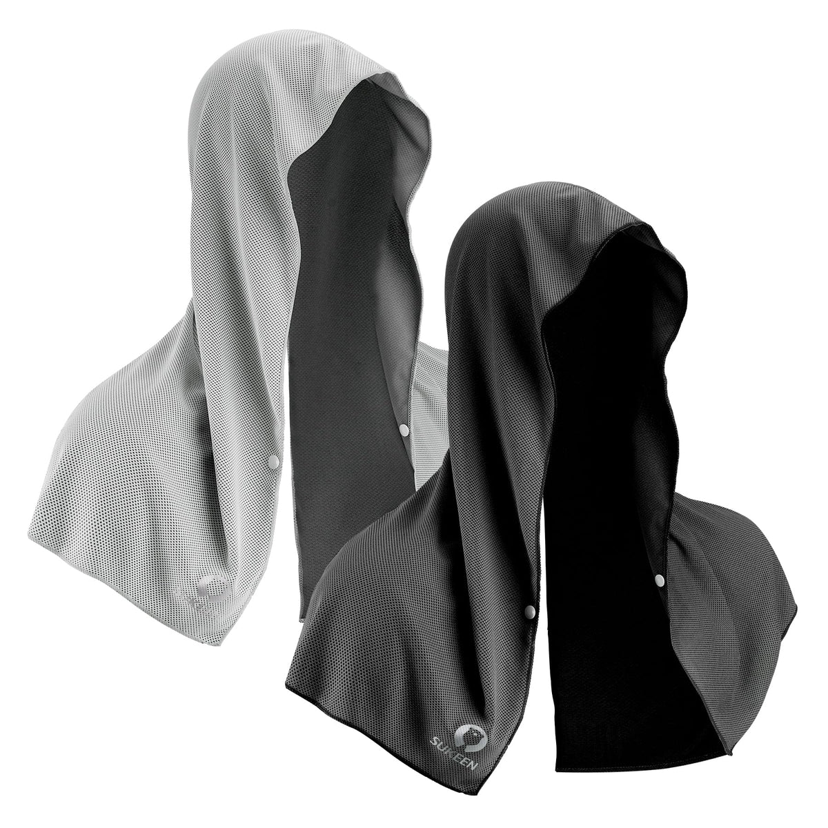 Sukeen front view of hoodie towel showing full coverage and cooling benefit