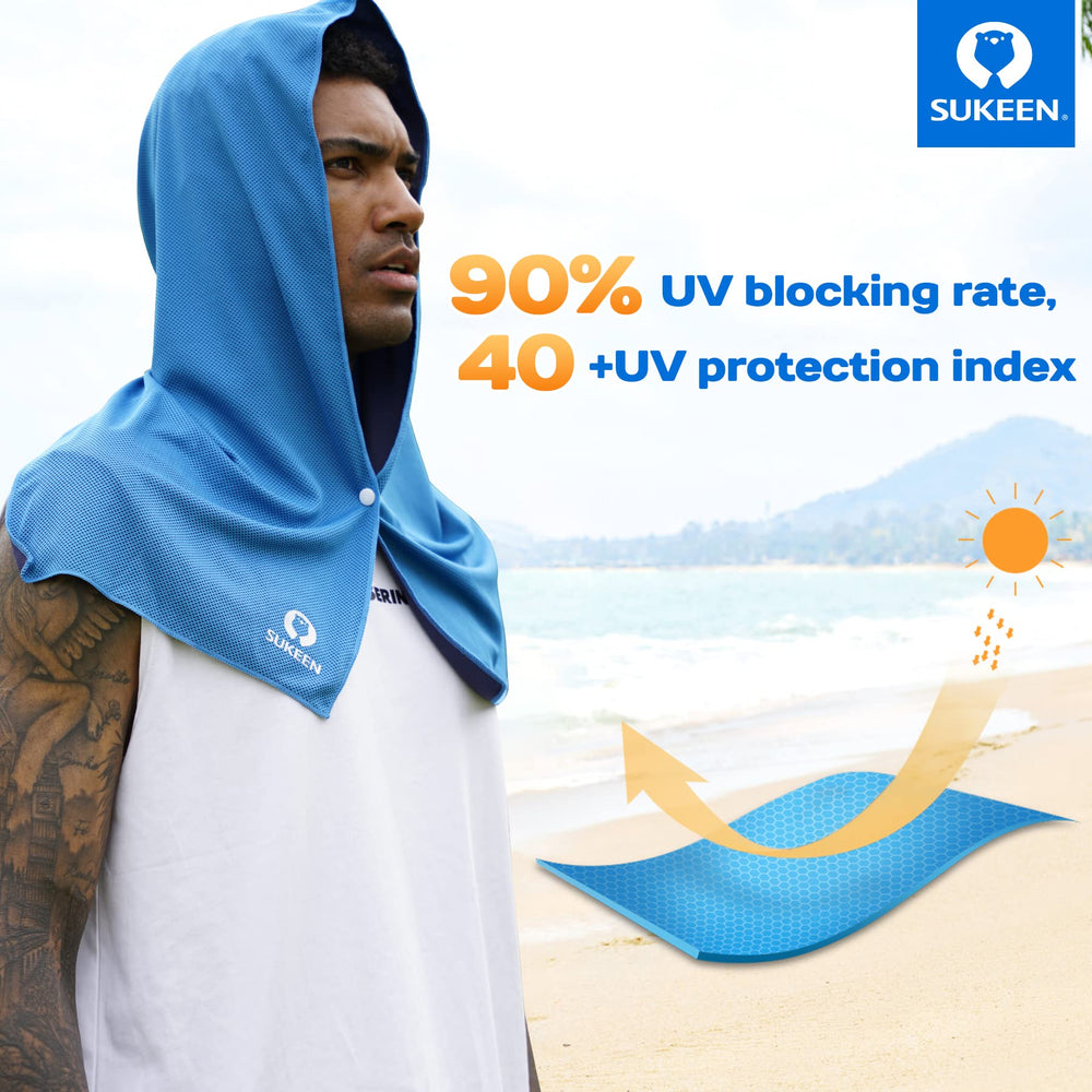 Sukeen neck wrap on outdoor runner providing sweat control and cooling